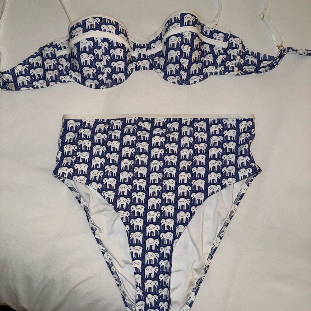 Blue and white roller rabbit bikini
